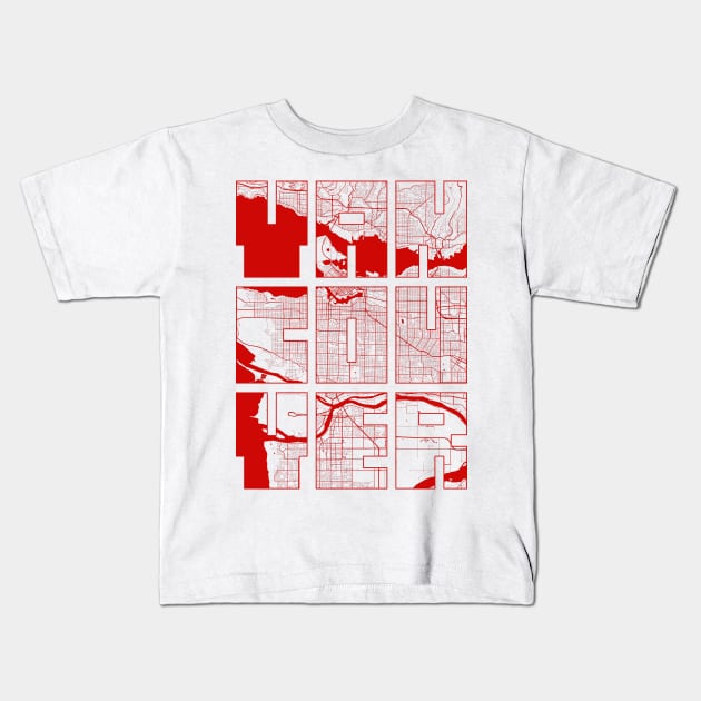 Vancouver, Canada City Map Typography - Oriental Kids T-Shirt by deMAP Studio